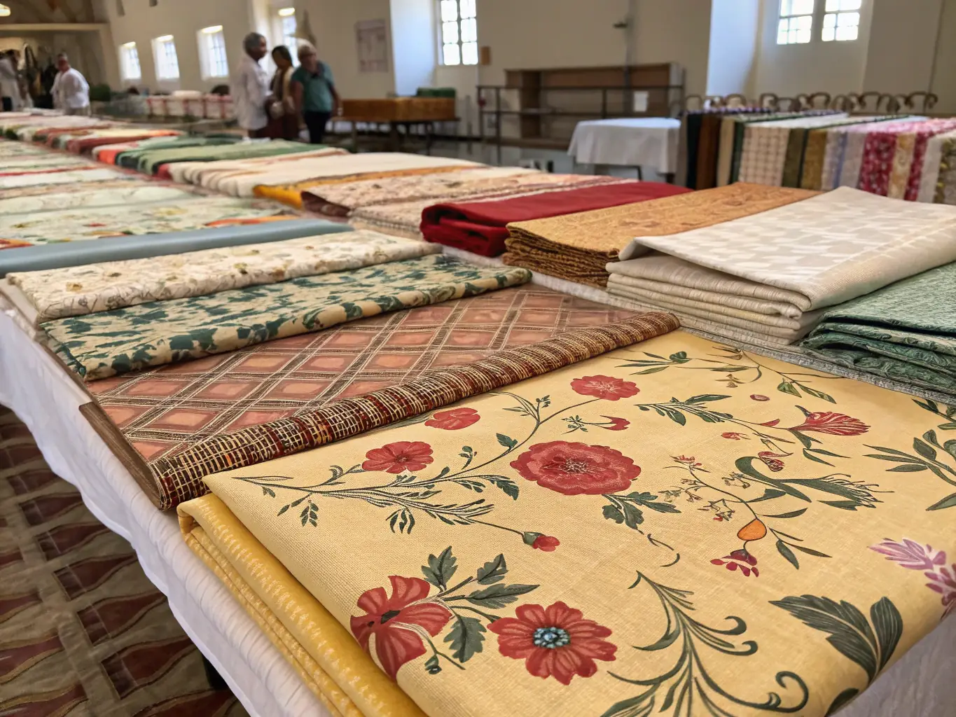 A detailed image of durable cotton fabrics in various weaves and colors, highlighting their versatility and suitability for everyday wear and home textiles.