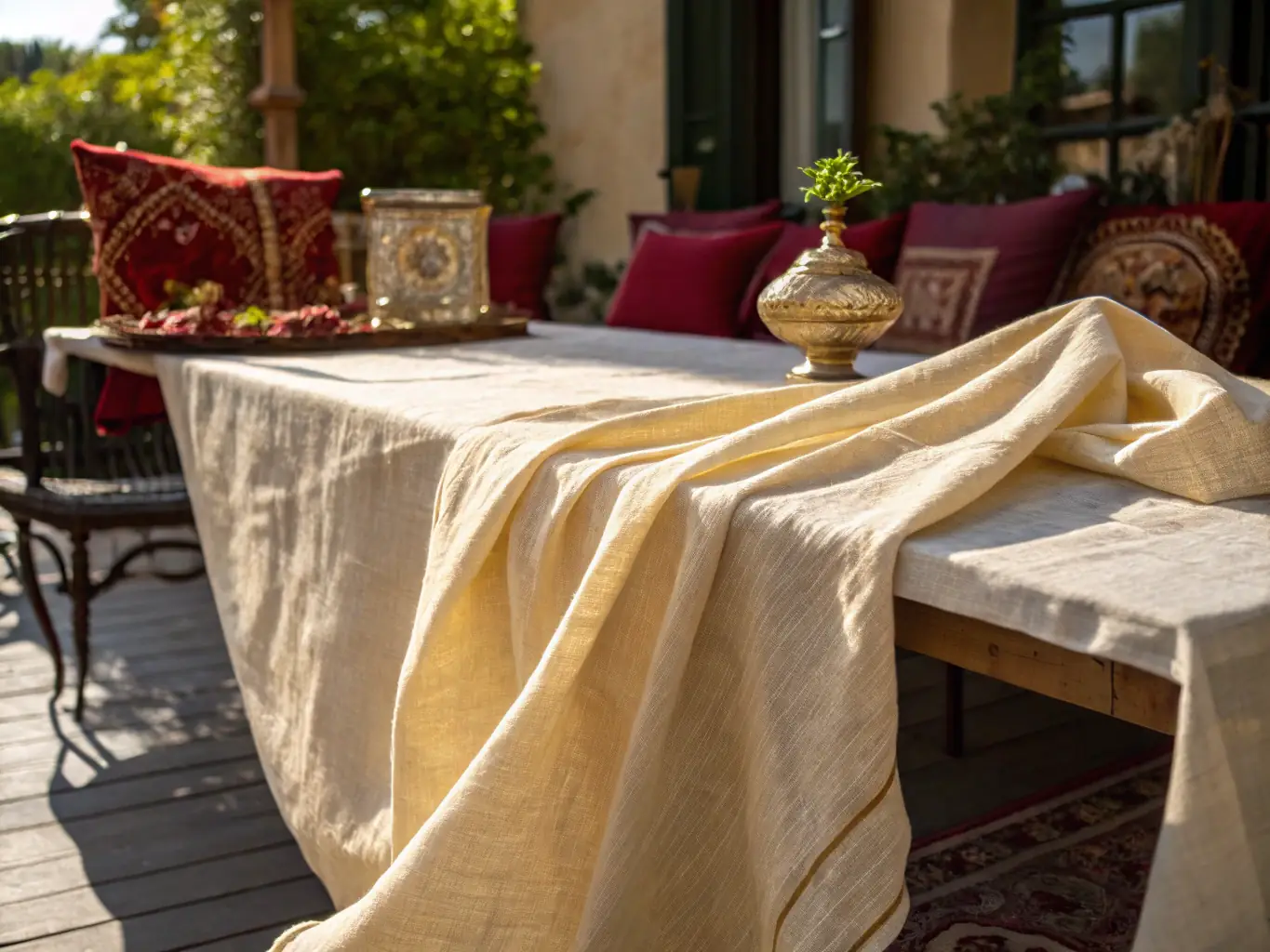 A visually appealing image of linen fabrics with a focus on their natural texture and breathability, ideal for summer clothing and eco-friendly designs.