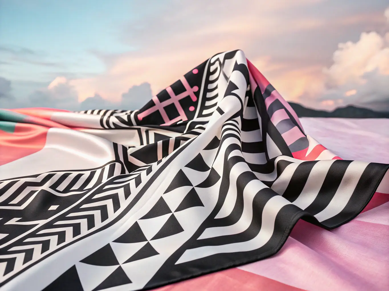 A photograph displaying a range of modern and contemporary fabric designs from Kanavice Textile, emphasizing bold patterns and vibrant colors, ideal for fashion-forward applications.